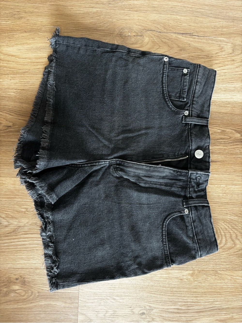 Roxy Black Frayed Hem High-Rise Denim Shorts